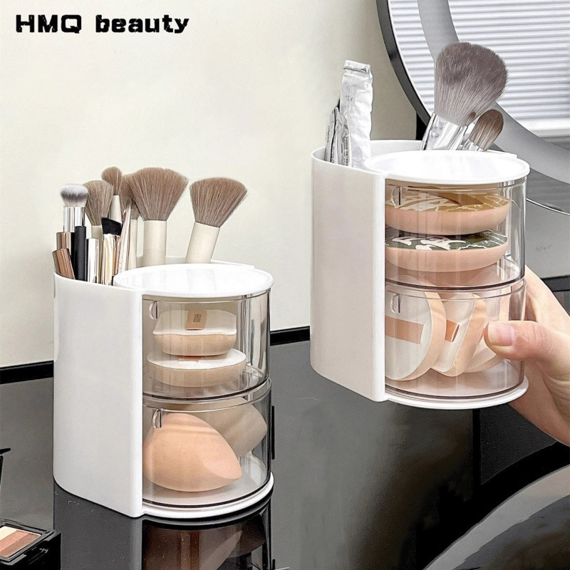 Beauty Makeup Lipstick - 2-in-1 draaibare make-upborstelhouder, meerlaags, stofdicht, draaibaar