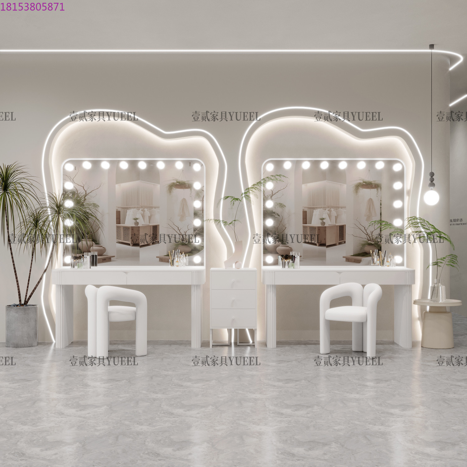 Beauty Makeup Bridal - Make-uptafel met lamp, senior bruidswinkel, make-up