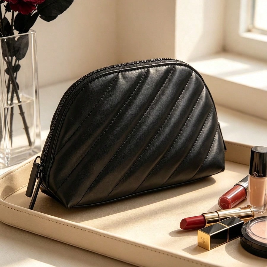 Ysl Beauty Makeup - YSL's tas, zwarte gewatteerde leren cosmetische