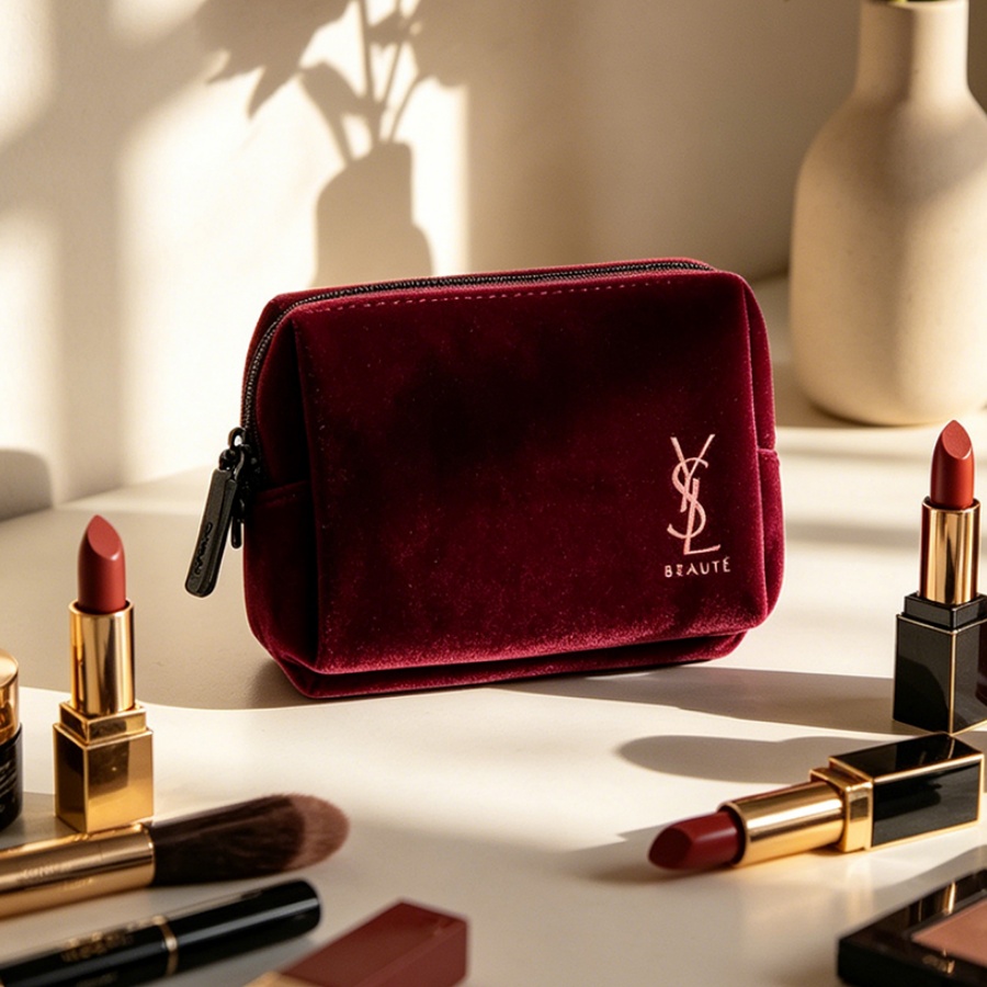YSL's tas wijnrood fluweel min - Ysl Beauty Makeup recensie en prijs